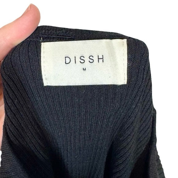 DISSH Wells Wide U Shaped Long Sleeve Ribbed Knit Top Sweater in Black - Picture 10 of 11